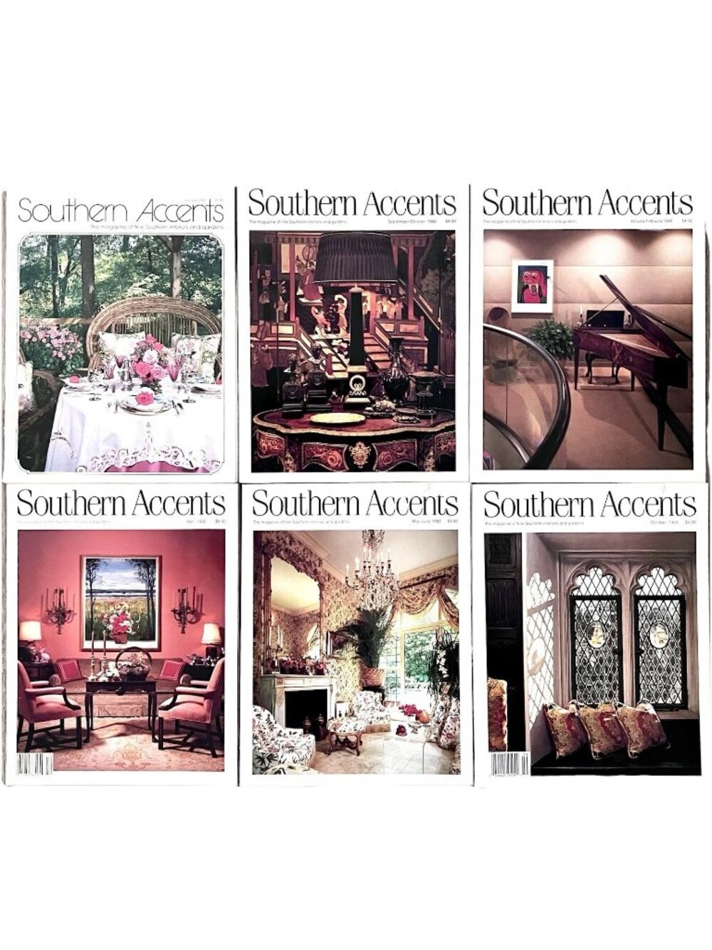 Southern Accents Magazines Vintage Lot 6 Of 1985 1986 1988 1989 Issues